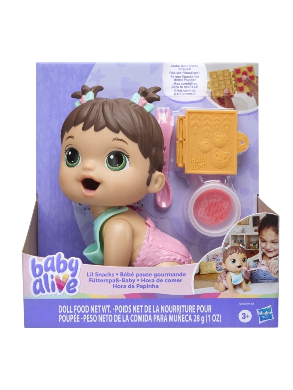 Hasbro, Baby Alive, Lil Snacks Themed, Brown Hair Interactive Baby Doll -8inch